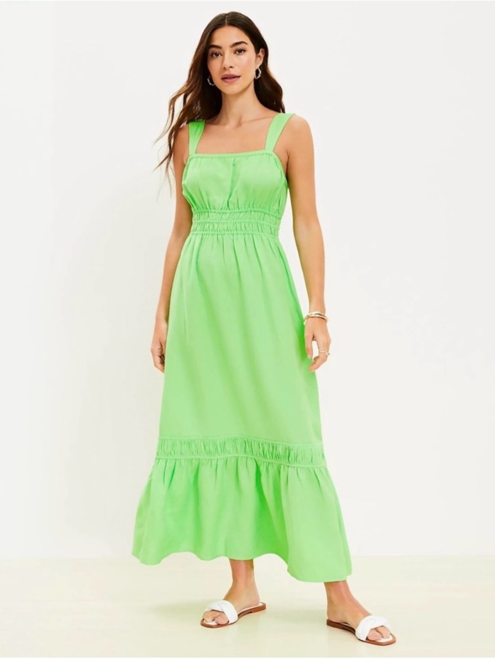 LOFT Green Linen Blend maxi dress